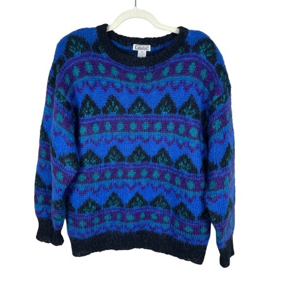 Vintage Gallagher Mohair Blend Geometric Sweater Women's Size Small 80s 90s - Picture 5 of 13
